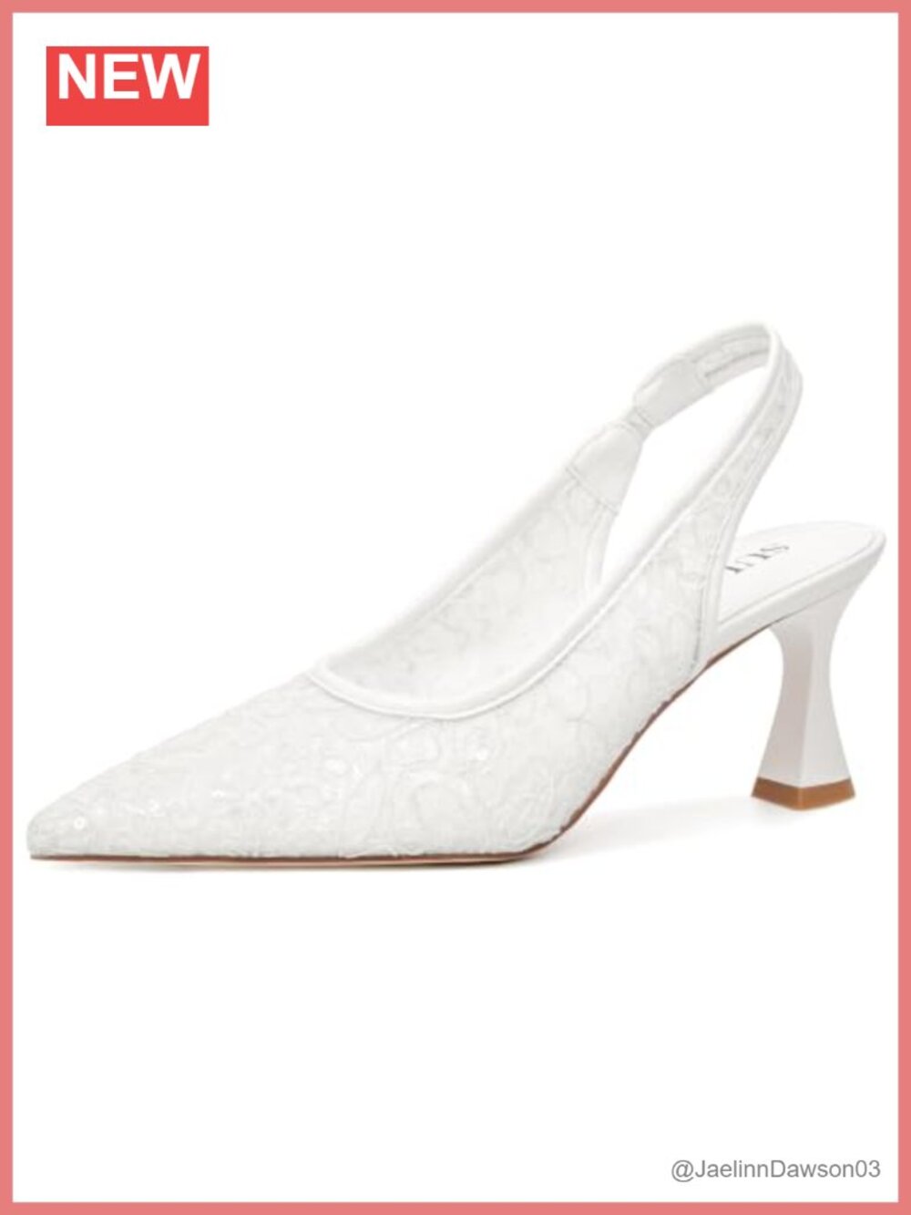 Lace Bridal Wedding Heels for Women Mesh Pointed Toe Slingback Kitten Heel